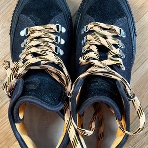 Rag & Bone Canvas Leather Trim Embellishment Hiking Boots 37